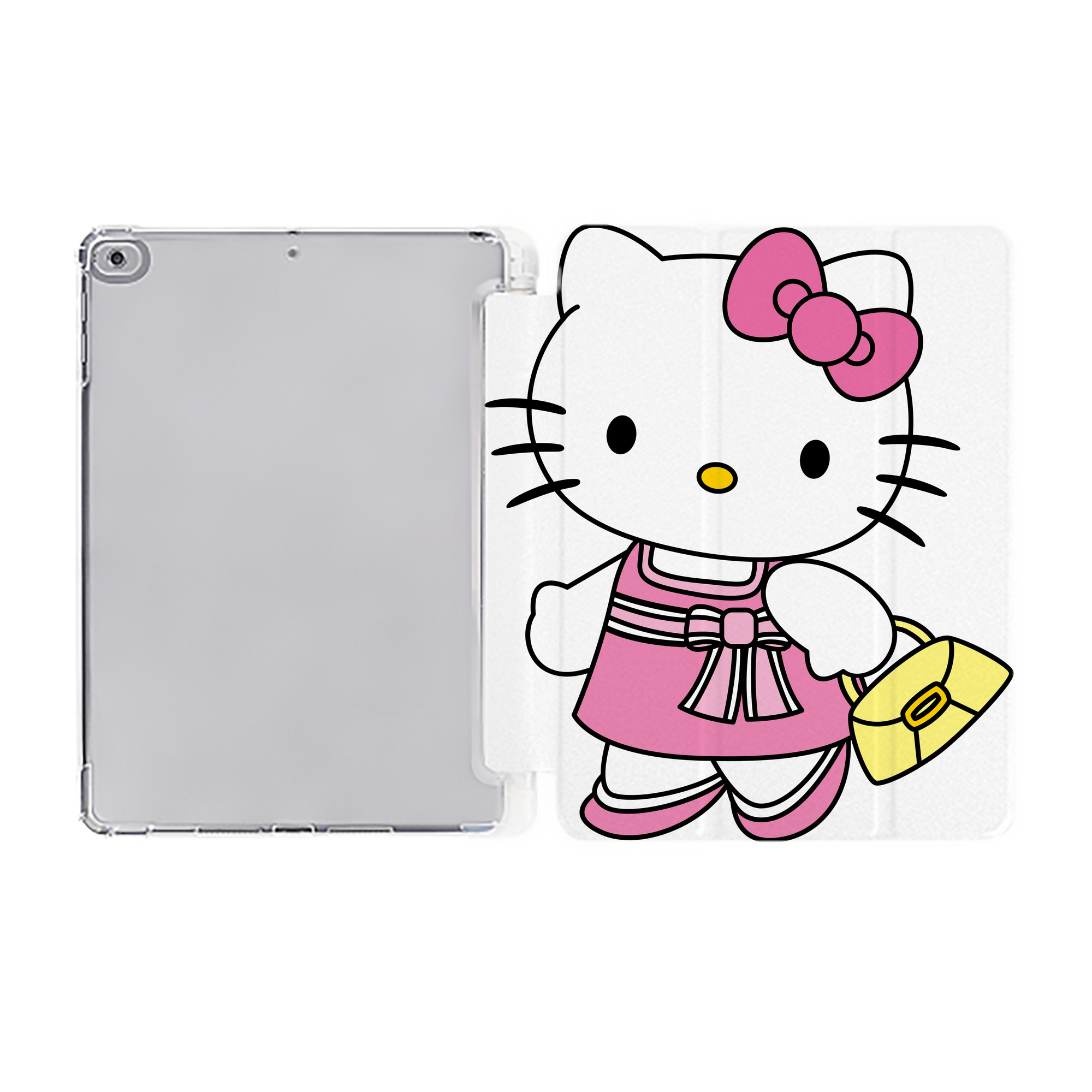 （画像用） Hello Kitty ハローキティ IPad ケース ペン収納付き 三つ折りスタンド PUレザー×シリコン 対応機種9.5/10.5/10.9インチ